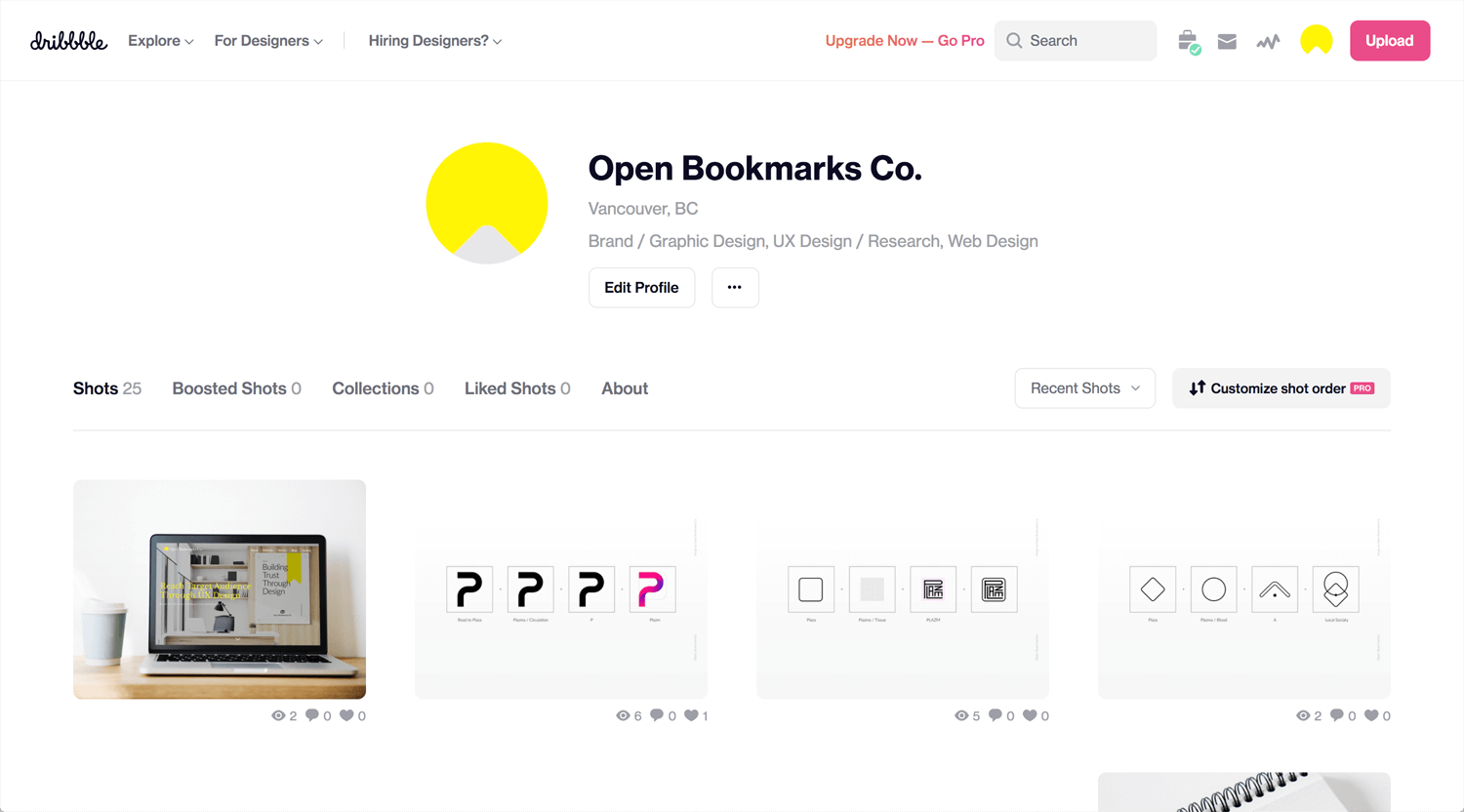 Open Bookmarks Co. Blog Dribbble