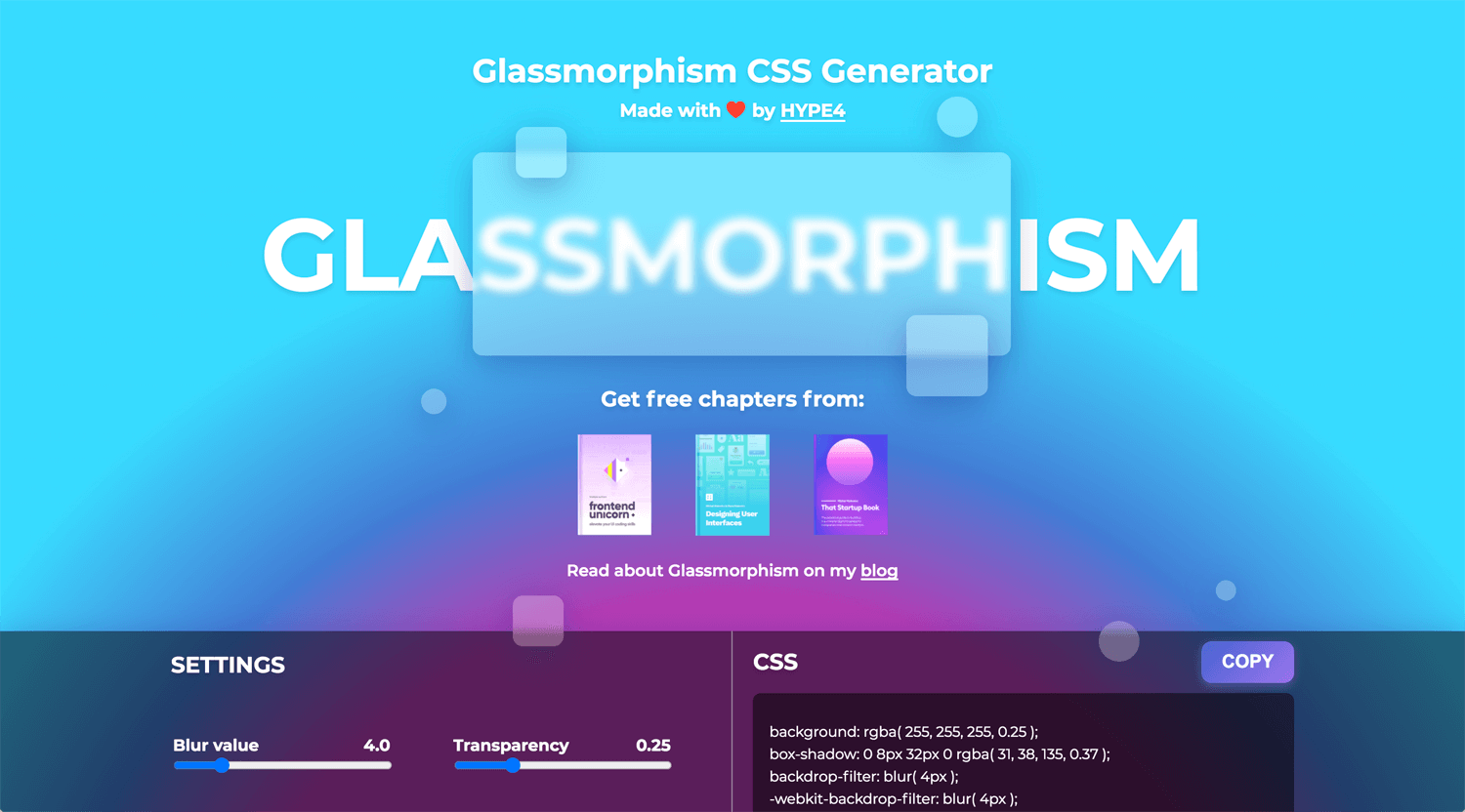 Glassmorphism CSS Generator