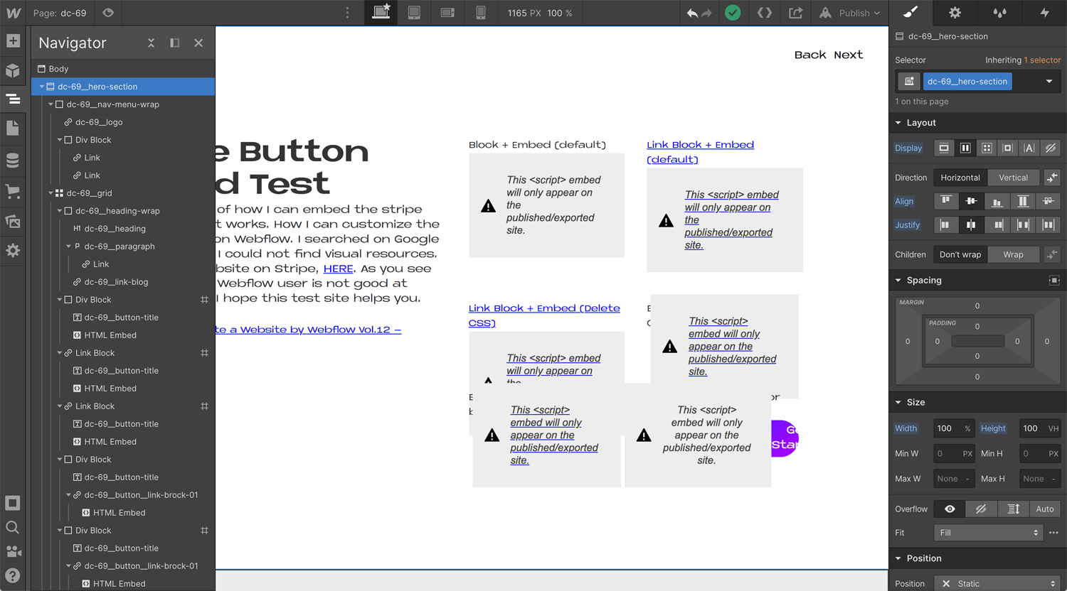 Open Bookmarks Co. Blog Stripe Webflow Setting