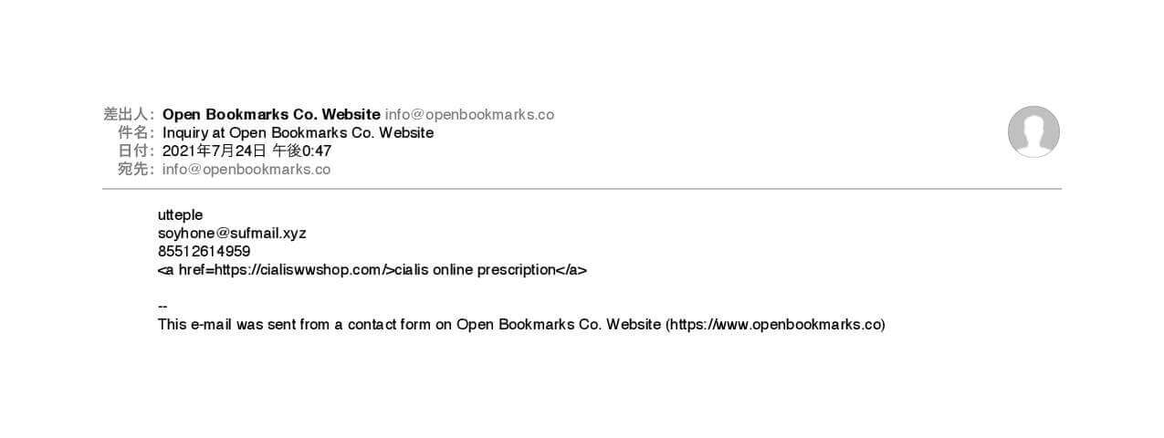 Open Bookmarks Co. Blog Spam Mail