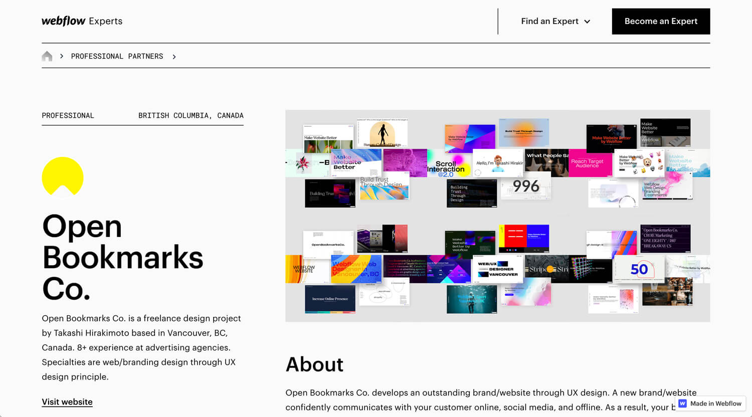 Open Bookmarks Co. Blog Webflow Website