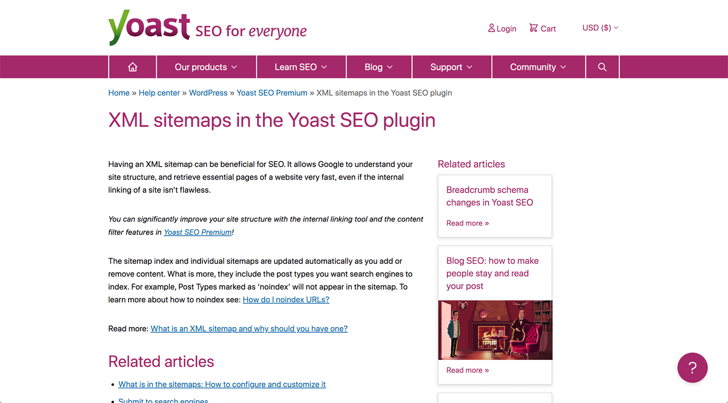 XML sitemaps in the Yoast SEO plugin