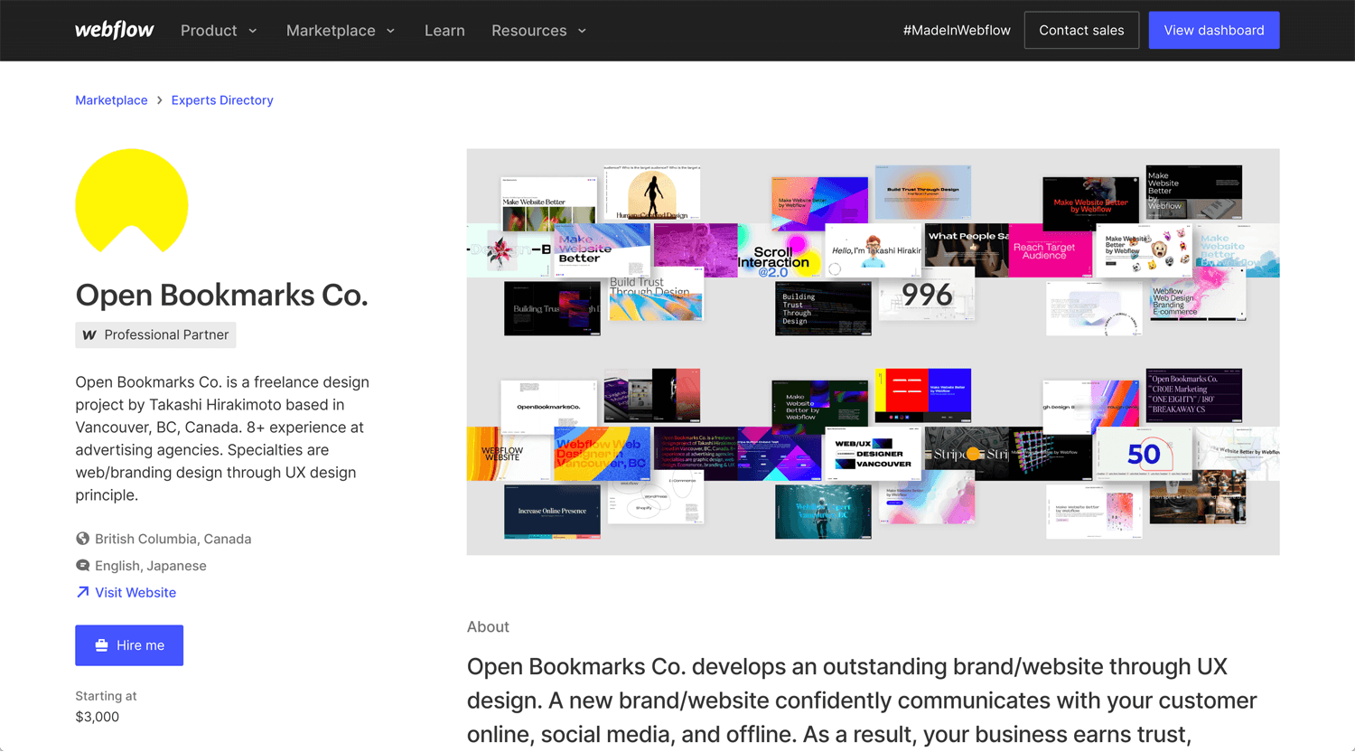 Open Bookmarks Co. Blog Webflow Website